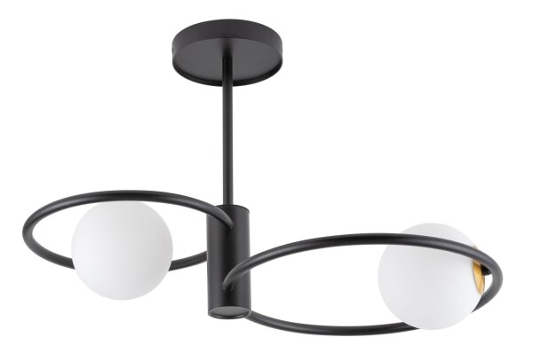 Blendarme plafonnier verre noir blanc G9 L:55 cm