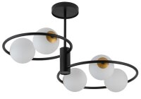Plafonnier noir m&eacute;tal G9 5 flammes verre...