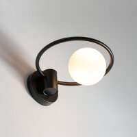 Runde Wandleuchte Glas Kugel Metall Schwarz Ø12 cm G9