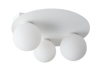 Plafonnier blanc m&eacute;tal verre &Oslash;21,1 cm G9 3...
