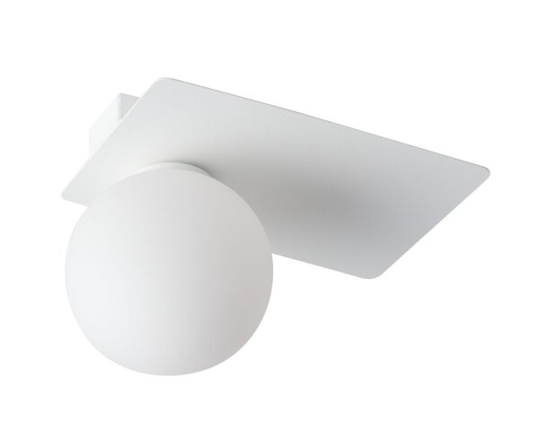 Plafonnier blanc verre métal carré L:25 cm G9 petit