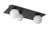 Plafonnier long verre métal 62 cm 3 flammes...