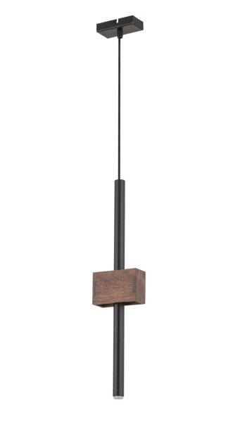 Moderne Pendelleuchte Metall Holz Schwarz G9 wohnlich