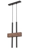 Lange H&auml;ngelampe Metall Holz Schwarz 2-flammig 31 cm
