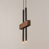 Lange Hängelampe Metall Holz Schwarz 2-flammig 31 cm