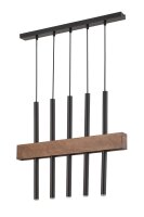 Holz Pendelleuchte Schwarz Metall wohnlich G9 Zylinder