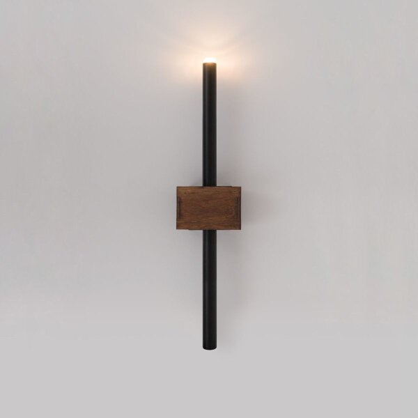 Schwarze Wandleuchte Metall Holz G9 B:11 cm wohnlich