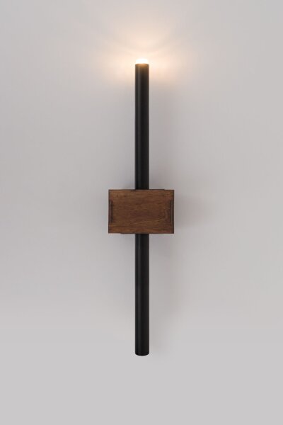 Schwarze Wandleuchte Metall Holz G9 B:11 cm wohnlich