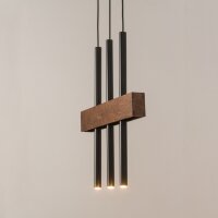 Gemütliche Hängelampe Metall Holz Balken 3-flammig