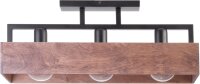 Plafonnier noir bois métal 3 flammes 60 cm E27