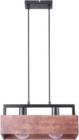Lange Hängelampe Metall Holz 40 cm 2-flammig...