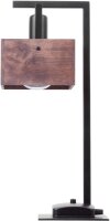 Schwarze Tischlampe Holz Metall H:48 cm E27 kompakt
