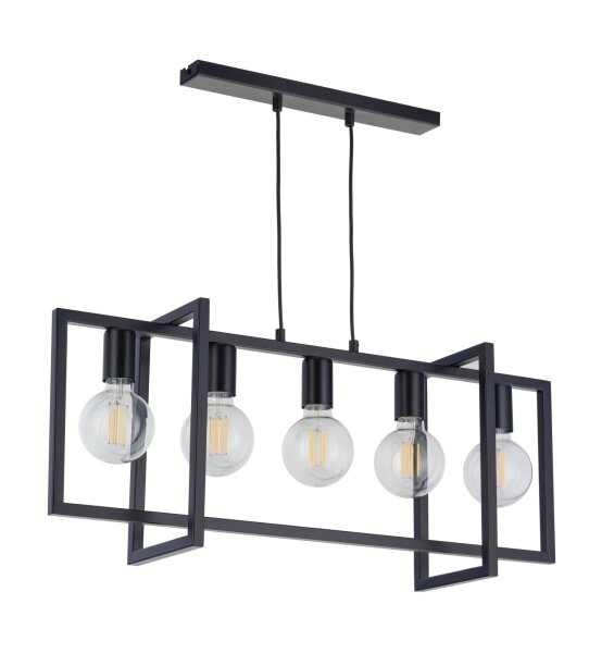 Moderne Hängelampe Metall Schwarz L:76cm E27 stilvoll