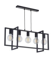 Moderne H&auml;ngelampe Metall Schwarz L:76cm E27 stilvoll