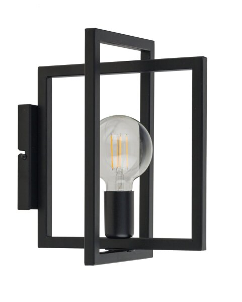 Schwarze Wandlampe Metall E27 H:31 cm minimalistisch