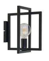 Schwarze Wandlampe Metall E27 H:31 cm minimalistisch