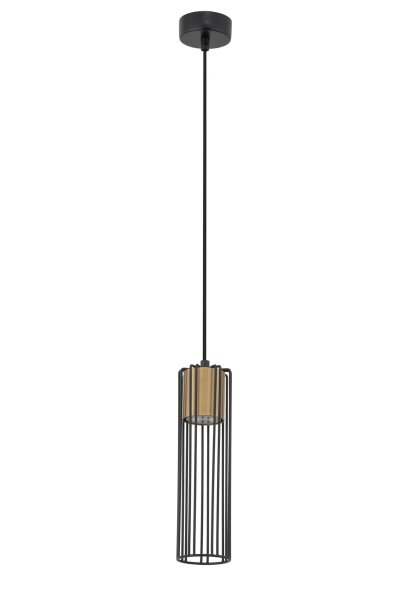 Suspension Cylindre Noir Or GU10 accentué