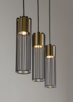Lange Hängelampe Schwarz Gold 60 cm Zylinder 3-flammig