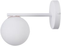 Wei&szlig;e Wandlampe Metall Glas satiniert H:18 cm blendarm