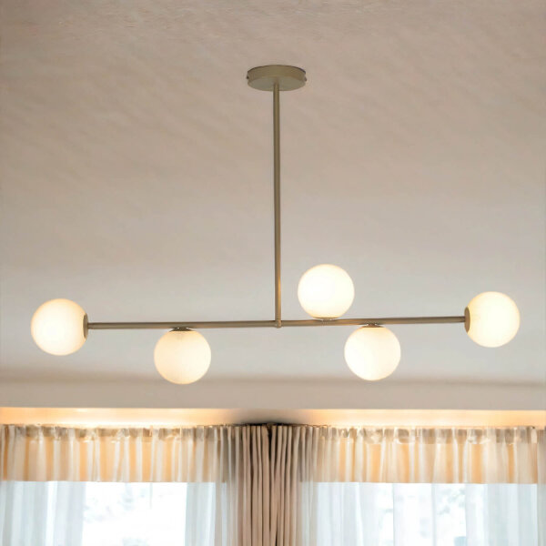 Gold Deckenlampe Metall Glas satiniert G9 5-flammig