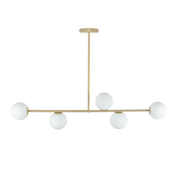 Gold Deckenlampe Metall Glas satiniert G9 5-flammig