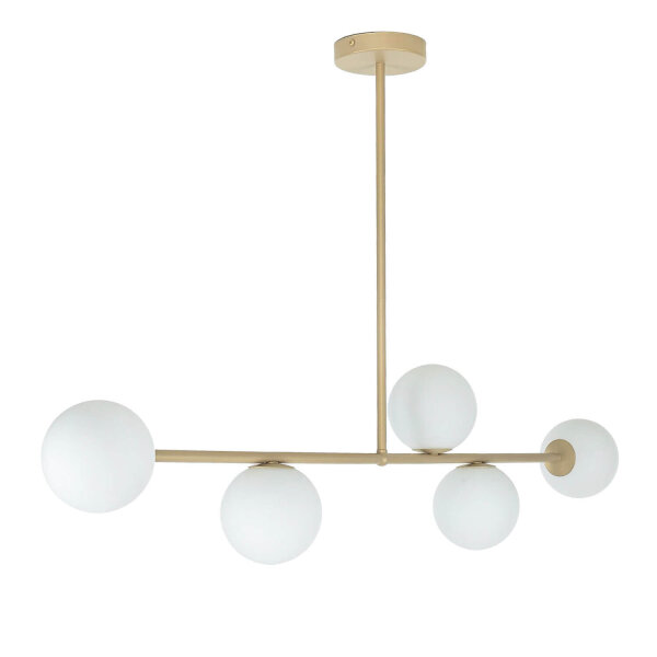 Gold Deckenlampe Metall Glas satiniert G9 5-flammig