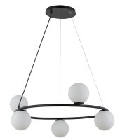 Kugel Pendelleuchte Schwarz Wei&szlig; Glas Metall G9...