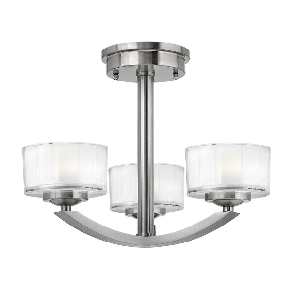 Plafonnier LOU 3xE27 Nickel Lampe Salon