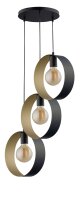 Design Lampes suspendues Noir Or Anneaux M&eacute;tal 3-flmg
