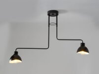 Plafonnier à 2 flammes blanc noir E27 L:93 cm...