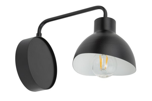 Schwarze Wandlampe Weiß Metall H:19 cm E27 stylisch
