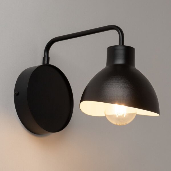 Schwarze Wandlampe Weiß Metall H:19 cm E27 stylisch