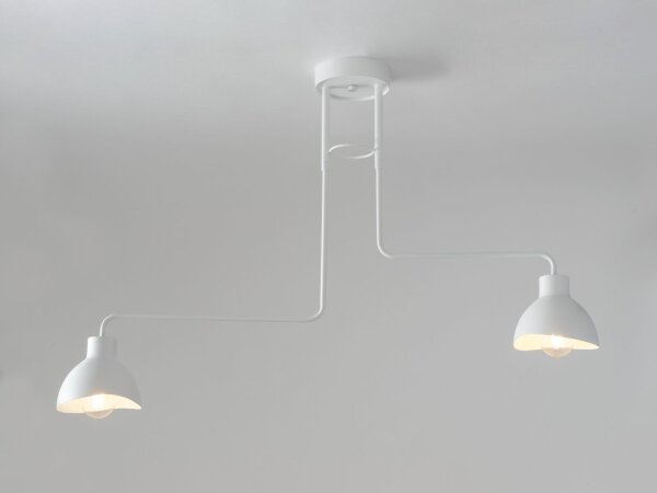 Plafonnier blanc métal 2flmg E27 jusquà 60W décoratif
