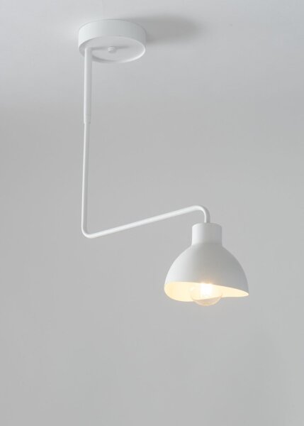 Plafonnier blanc métal E27 H:60 cm remarquable