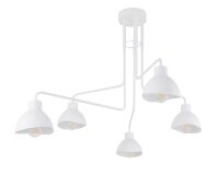 Plafonnier métal E27 blanc 5 flammes stylé
