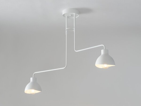 Grand plafonnier blanc métal 3 flammes E27 L:93 cm