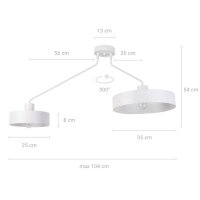 Plafonnier blanc métal 2 flammes E27 L:104 cm