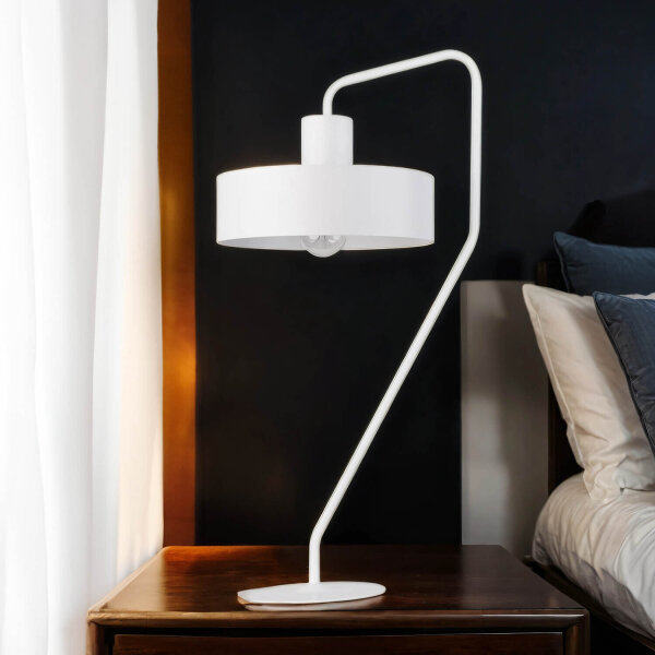 Retro Nachttischlampe Weiß Metall Lesen E27 61,5 cm