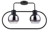 Plafonnier noir argenté métal verre E27...