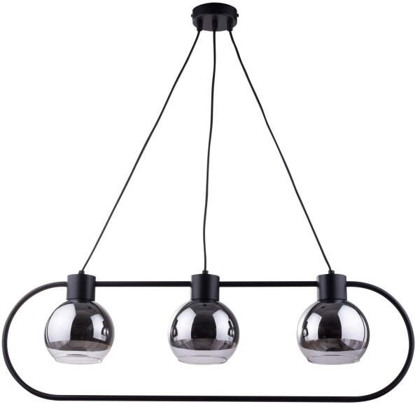 Lampe à suspendre argent noir métal verre E27 83 cm de long