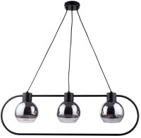 H&auml;ngelampe Silber Schwarz Metall Glas E27 83 cm lang