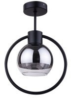 Plafonnier design métal verre noir argenté...