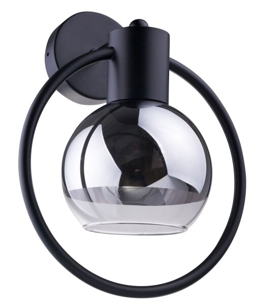 Petite applique Métal Noir Argent Verre L:25 cm