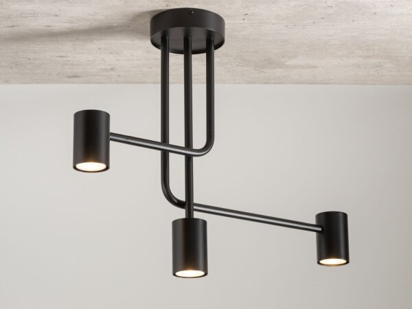 Schwarze Deckenlampe GU10 Zylinder L:60 cm Metall
