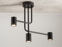 Plafonnier noir GU10 Cylindre L:60 cm Métal