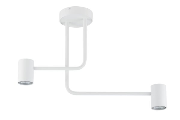 Plafonnier blanc métal 2 flammes accentuées GU10