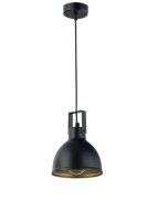 Suspension en m&eacute;tal noir or rond &Oslash;15 cm E27