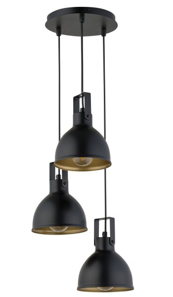 Lampe à suspendre E27 métal noir or jusquà 0,8 m Industrial