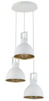 Suspension d&eacute;corative m&eacute;tal blanc or E27 3...