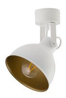 Projecteur Blanc Or M&eacute;tal Style industriel H:23 cm...